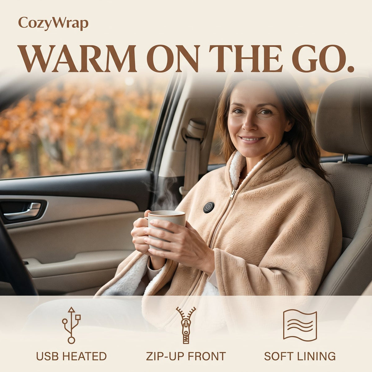 CozyWrap USB heated wearable shawl