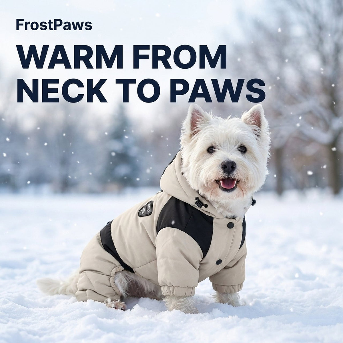 FrostPaws dog snowsuit