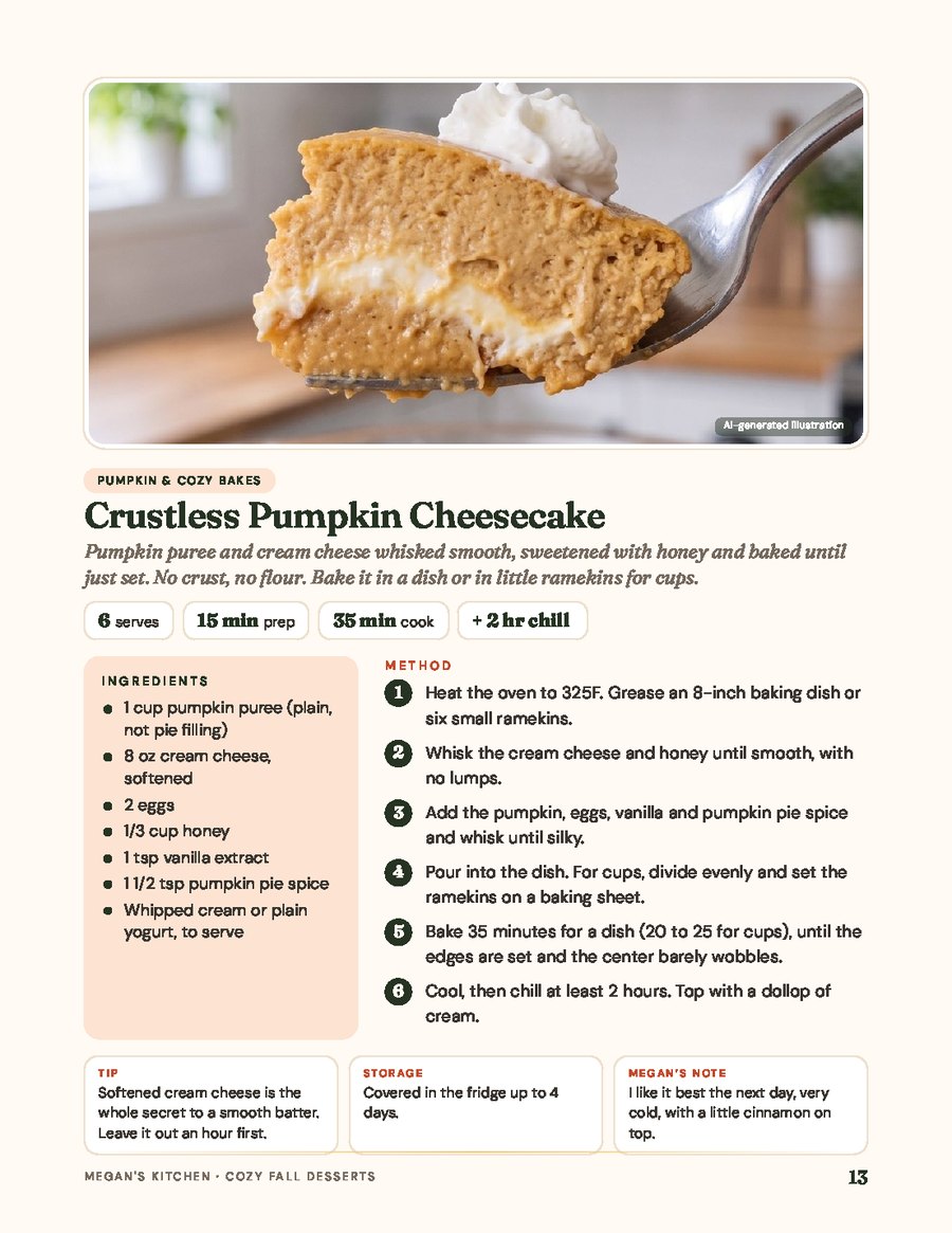 A real page from the book, Fall Desserts, p. 13