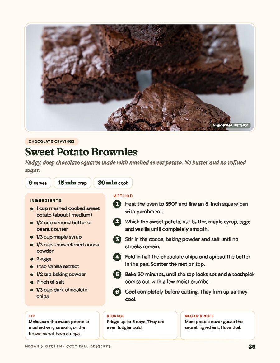 A real page from the book, Fall Desserts, p. 25