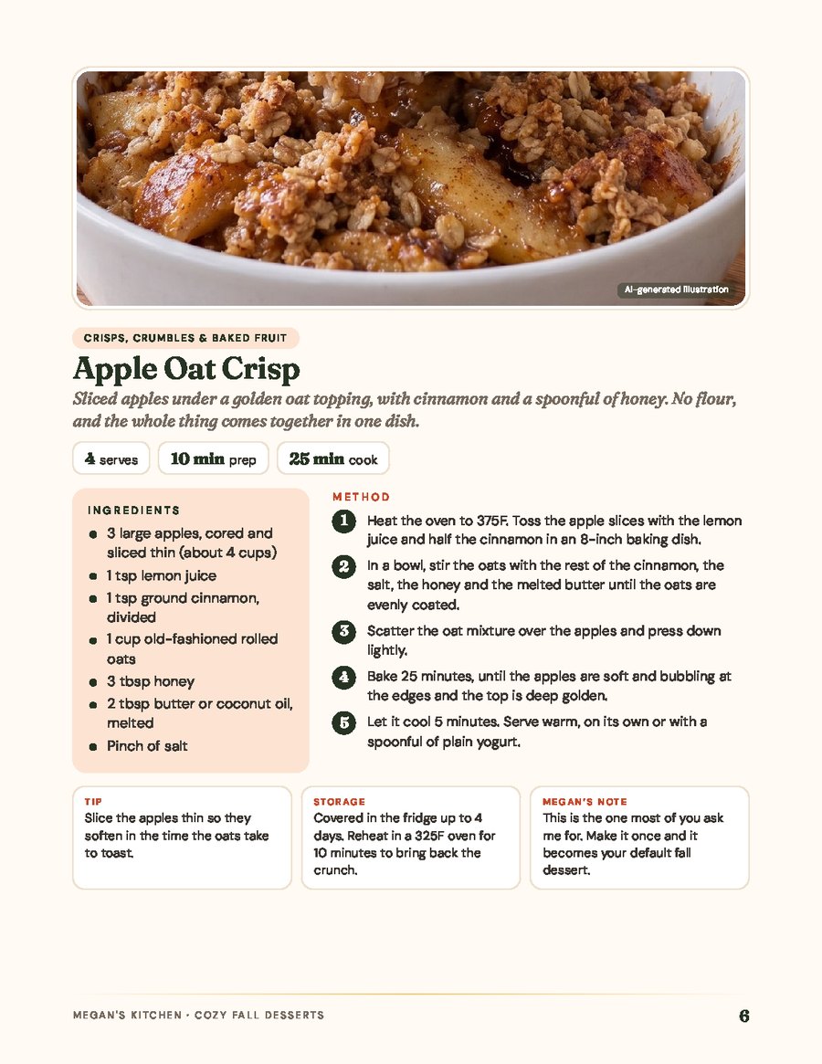 A real page from the book, Fall Desserts, p. 6