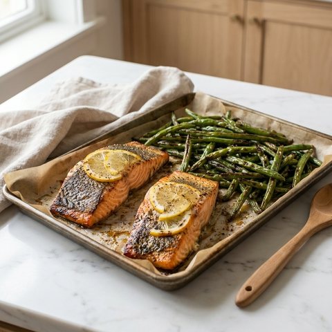 Sheet Pan Salmon & Green Beans