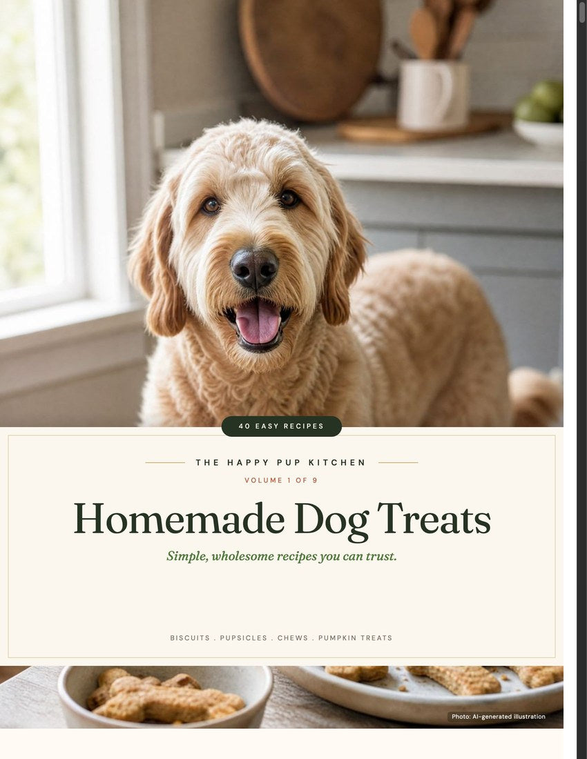 Homemade Dog Treats cover, Volume 1 (AI-generated illustration)