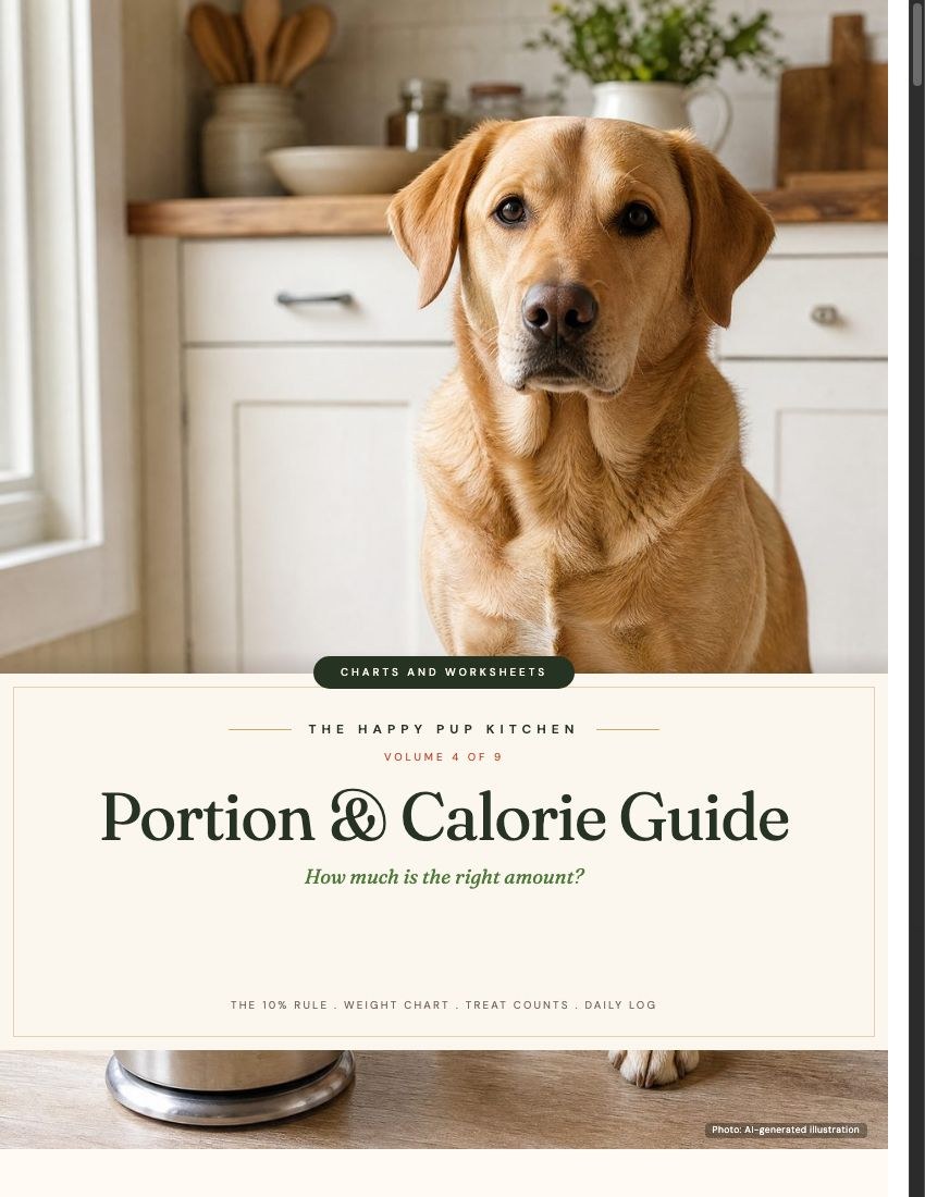 Dog Portion & Calorie Guide cover (AI-generated illustration)