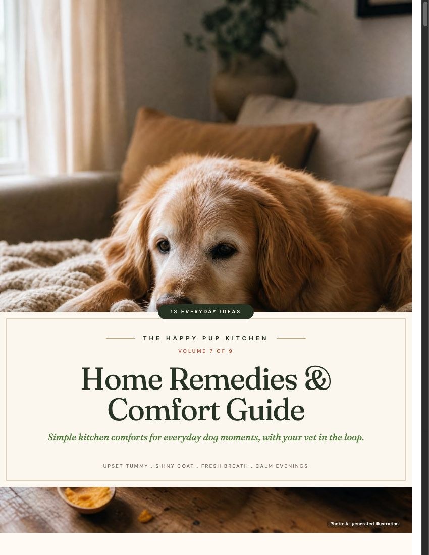 Home Remedies & Comfort Guide for Dogs cover (AI-generated illustration)